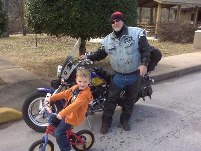 Watching a future biker at a rest stop.