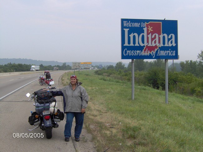Indiana state line: Rain looms in the distance..