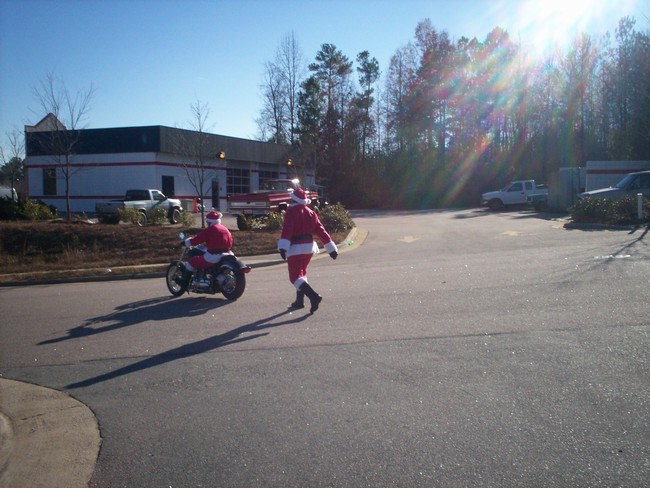 Santa push starting Santa (dead battery)