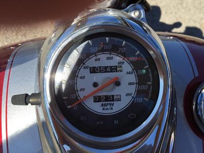 Simple yet effective instrument panel.But no gas gauge.lol.